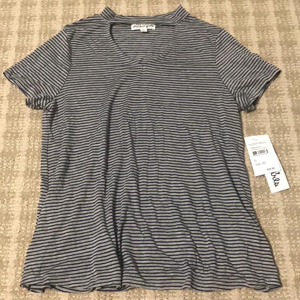 Gray and navy/blue girls XL blouse from Nordstrom